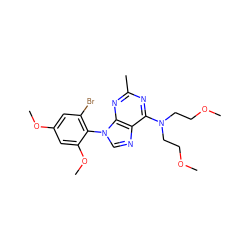 COCCN(CCOC)c1nc(C)nc2c1ncn2-c1c(Br)cc(OC)cc1OC ZINC000013795028