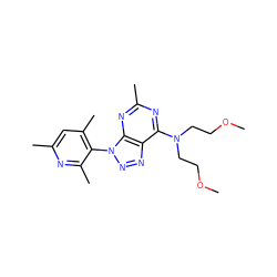 COCCN(CCOC)c1nc(C)nc2c1nnn2-c1c(C)cc(C)nc1C ZINC000013794977