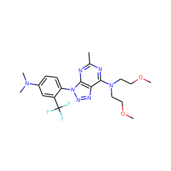 COCCN(CCOC)c1nc(C)nc2c1nnn2-c1ccc(N(C)C)cc1C(F)(F)F ZINC000013794965