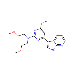 COCCN(CCOC)c1nc(OC)cc(-c2c[nH]c3ncccc23)n1 ZINC000063539798