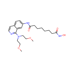 COCCN(CCOC)c1nccc2ccc(NC(=O)CCCCCCC(=O)NO)cc12 ZINC000473097930