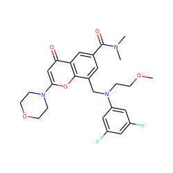 COCCN(Cc1cc(C(=O)N(C)C)cc2c(=O)cc(N3CCOCC3)oc12)c1cc(F)cc(F)c1 ZINC000653842833