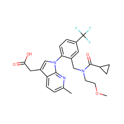 COCCN(Cc1cc(C(F)(F)F)ccc1-n1cc(CC(=O)O)c2ccc(C)nc21)C(=O)C1CC1 ZINC000299838267