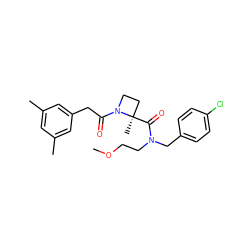 COCCN(Cc1ccc(Cl)cc1)C(=O)[C@]1(C)CCN1C(=O)Cc1cc(C)cc(C)c1 ZINC000205412917