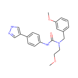 COCCN(Cc1cccc(OC)c1)C(=O)Nc1ccc(-c2cn[nH]c2)cc1 ZINC000095589209