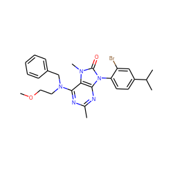 COCCN(Cc1ccccc1)c1nc(C)nc2c1n(C)c(=O)n2-c1ccc(C(C)C)cc1Br ZINC000028015361