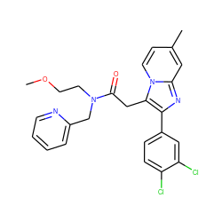 COCCN(Cc1ccccn1)C(=O)Cc1c(-c2ccc(Cl)c(Cl)c2)nc2cc(C)ccn12 ZINC000199810864