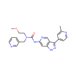 COCCN(Cc1cccnc1)C(=O)Nc1cc2[nH]nc(-c3ccnc(C)c3)c2cn1 ZINC000205447445