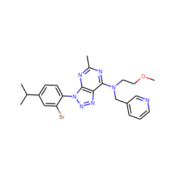 COCCN(Cc1cccnc1)c1nc(C)nc2c1nnn2-c1ccc(C(C)C)cc1Br ZINC000013794731