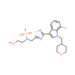 COCCN(Cc1nc(-c2cn(CC3CCOCC3)c3c(Cl)cccc23)ns1)S(C)(=O)=O ZINC000066066490