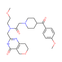 COCCN(Cc1nc2c(c(=O)[nH]1)COCC2)C(=O)CN1CCC(C(=O)c2ccc(OC)cc2)CC1 ZINC000208823011