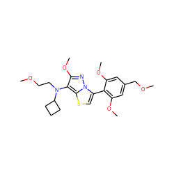 COCCN(c1c(OC)nn2c(-c3c(OC)cc(COC)cc3OC)csc12)C1CCC1 ZINC000096172589