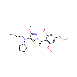 COCCN(c1c(OC)nn2c(-c3c(OC)cc(COC)cc3OC)csc12)C1CCCC1 ZINC000096172586