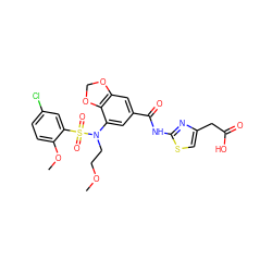 COCCN(c1cc(C(=O)Nc2nc(CC(=O)O)cs2)cc2c1OCO2)S(=O)(=O)c1cc(Cl)ccc1OC ZINC000299858339