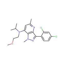 COCCN(c1cc(C)nc2c(-c3ccc(Cl)cc3Cl)nn(C)c12)C(C)C ZINC000013553428