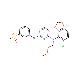 COCCN(c1ccnc(Nc2cccc(S(C)(=O)=O)c2)n1)c1c(Cl)ccc2c1OCO2 ZINC000064528038