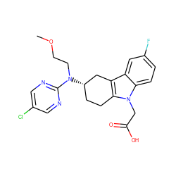 COCCN(c1ncc(Cl)cn1)[C@H]1CCc2c(c3cc(F)ccc3n2CC(=O)O)C1 ZINC000072317226