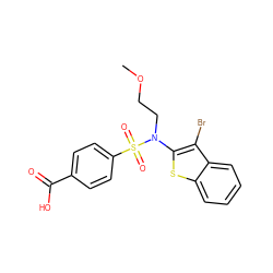 COCCN(c1sc2ccccc2c1Br)S(=O)(=O)c1ccc(C(=O)O)cc1 ZINC000115232982