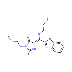 COCCN/C(=C1/N=C(C)N(CCOC)C1=O)c1cc2ccccc2[nH]1 ZINC000148803745