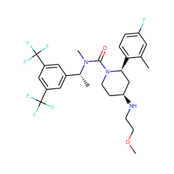 COCCN[C@H]1CCN(C(=O)N(C)[C@H](C)c2cc(C(F)(F)F)cc(C(F)(F)F)c2)[C@@H](c2ccc(F)cc2C)C1 ZINC000066098046