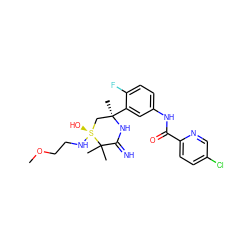 COCCN[S@]1(O)C[C@@](C)(c2cc(NC(=O)c3ccc(Cl)cn3)ccc2F)NC(=N)C1(C)C ZINC001772643860