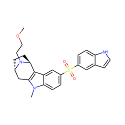 COCCN1[C@H]2CC[C@H]1c1c(n(C)c3ccc(S(=O)(=O)c4ccc5[nH]ccc5c4)cc13)C2 ZINC000100633047