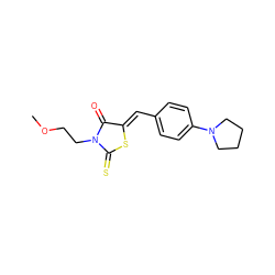 COCCN1C(=O)/C(=C/c2ccc(N3CCCC3)cc2)SC1=S ZINC000002832342