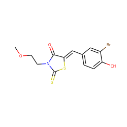 COCCN1C(=O)/C(=C/c2ccc(O)c(Br)c2)SC1=S ZINC000084635798