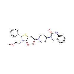 COCCN1C(=O)[C@@H](CC(=O)N2CCC(N3Cc4ccccc4NC3=O)CC2)S[C@H]1c1ccccc1 ZINC000103267626