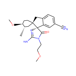 COCCN1C(=O)[C@]2(N=C1N)c1cc(C#N)ccc1C[C@@]21CC[C@H](OC)[C@@H](C)C1 ZINC000143438392