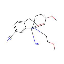 COCCN1C(=O)[C@]2(N=C1N)c1cc(C#N)ccc1CC21CCC(OC)CC1 ZINC000143451312