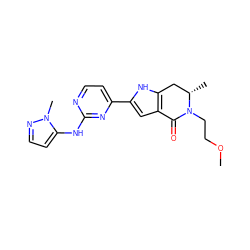 COCCN1C(=O)c2cc(-c3ccnc(Nc4ccnn4C)n3)[nH]c2C[C@@H]1C ZINC001772652779