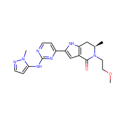 COCCN1C(=O)c2cc(-c3ccnc(Nc4ccnn4C)n3)[nH]c2C[C@H]1C ZINC001772590642