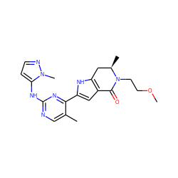 COCCN1C(=O)c2cc(-c3nc(Nc4ccnn4C)ncc3C)[nH]c2C[C@H]1C ZINC001772579848