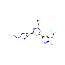 COCCN1C[C@@H]2[C@H](c3cc(-c4cnc(N)c(OC(F)F)c4)nc(C4CC4)n3)[C@@H]2C1 ZINC000653754919