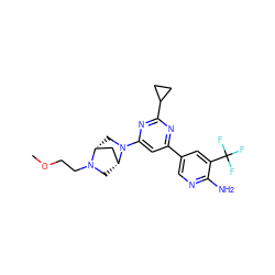 COCCN1C[C@@H]2C[C@H]1CN2c1cc(-c2cnc(N)c(C(F)(F)F)c2)nc(C2CC2)n1 ZINC000653670149