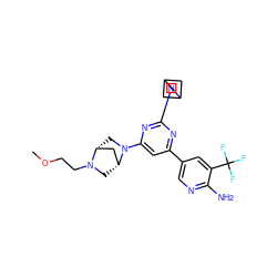 COCCN1C[C@@H]2C[C@H]1CN2c1cc(-c2cnc(N)c(C(F)(F)F)c2)nc(N2CC3CC2C3)n1 ZINC000653757328