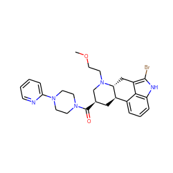 COCCN1C[C@H](C(=O)N2CCN(c3ccccn3)CC2)C[C@@H]2c3cccc4[nH]c(Br)c(c34)C[C@H]21 ZINC000029038678