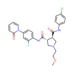 COCCN1C[C@H](C(=O)Nc2ccc(Cl)cc2)[C@@H](C(=O)Nc2ccc(-n3ccccc3=O)cc2F)C1 ZINC000058582983