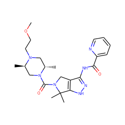 COCCN1C[C@H](C)N(C(=O)N2Cc3c(NC(=O)c4ccccn4)n[nH]c3C2(C)C)C[C@H]1C ZINC000114181249