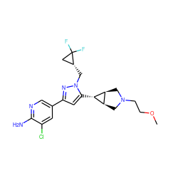 COCCN1C[C@H]2[C@@H](C1)[C@@H]2c1cc(-c2cnc(N)c(Cl)c2)nn1C[C@@H]1CC1(F)F ZINC000148073906