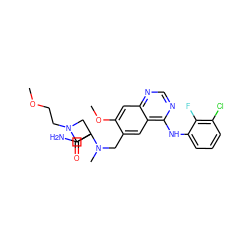 COCCN1CC(C(N)=O)(N(C)Cc2cc3c(Nc4cccc(Cl)c4F)ncnc3cc2OC)C1 ZINC000034799995