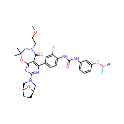 COCCN1CC(C)(C)Oc2nc(N3C[C@@H]4CC[C@H](C3)O4)nc(-c3ccc(NC(=O)Nc4cccc(O[C@H](C)F)c4)c(F)c3)c2C1=O ZINC001772634138