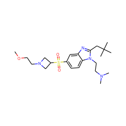 COCCN1CC(S(=O)(=O)c2ccc3c(c2)nc(CC(C)(C)C)n3CCN(C)C)C1 ZINC000299838655