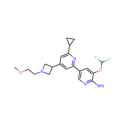 COCCN1CC(c2cc(-c3cnc(N)c(OC(F)F)c3)nc(C3CC3)c2)C1 ZINC000653767526