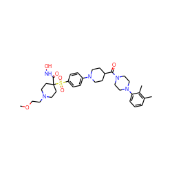 COCCN1CCC(C(=O)NO)(S(=O)(=O)c2ccc(N3CCC(C(=O)N4CCN(c5cccc(C)c5C)CC4)CC3)cc2)CC1 ZINC000049775720