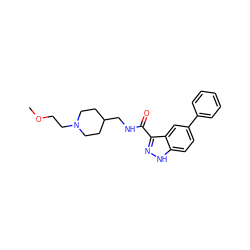 COCCN1CCC(CNC(=O)c2n[nH]c3ccc(-c4ccccc4)cc23)CC1 ZINC000221887530