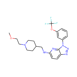 COCCN1CCC(CNc2ccc3nnn(-c4cccc(OC(F)(F)F)c4)c3n2)CC1 ZINC000073277352