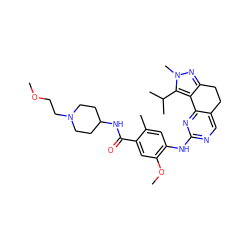 COCCN1CCC(NC(=O)c2cc(OC)c(Nc3ncc4c(n3)-c3c(nn(C)c3C(C)C)CC4)cc2C)CC1 ZINC000169702427