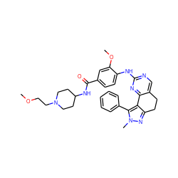 COCCN1CCC(NC(=O)c2ccc(Nc3ncc4c(n3)-c3c(nn(C)c3-c3ccccc3)CC4)c(OC)c2)CC1 ZINC000169702370